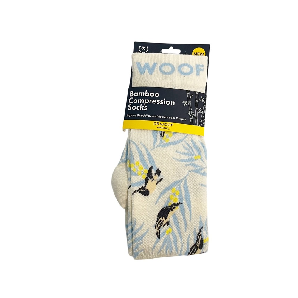 NEW Dr Woof Wattlebirds Bamboo Compression Socks Wide Calf Small Women 5.5-8